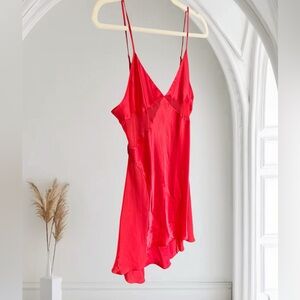 Y2K VINTAGE VICTORIA’S SECRET Red Cutout Slip Dress‎ Satin UO Vintage L